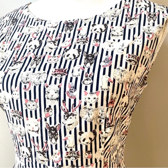 SM wardrobe Animal heads Print Sleeveless Dress m ModCloth twee - Picture 4 of 10
